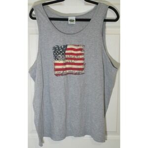 Vintage 90s Rainforest Cafe American Flag Graphic Men's Gray Tank Top XL